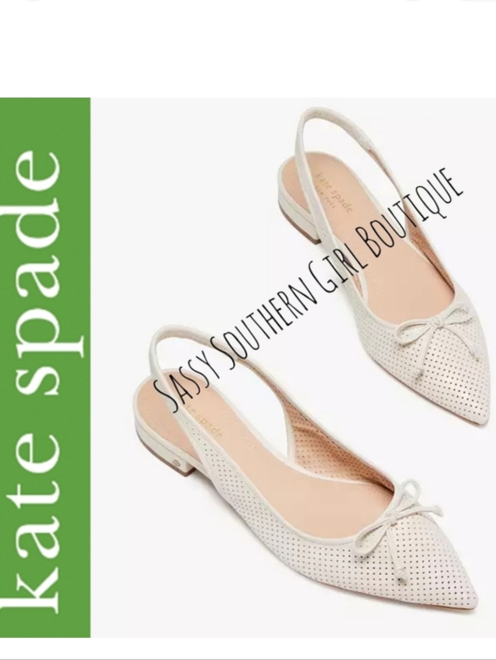 🆕⭐ Kate Spade Ivory White Slingback Flat